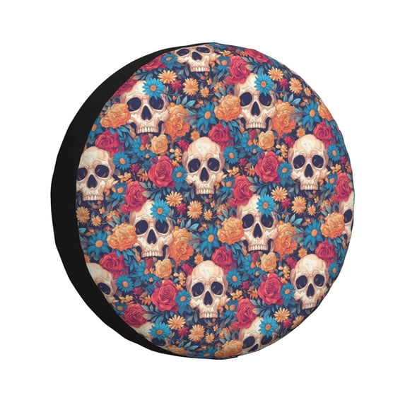 Naloa colorful Skull rose PVC Leather Spare Tire Wheel Cover for Car Truck SUV Camper Trailer Universal Fit many size15 inch