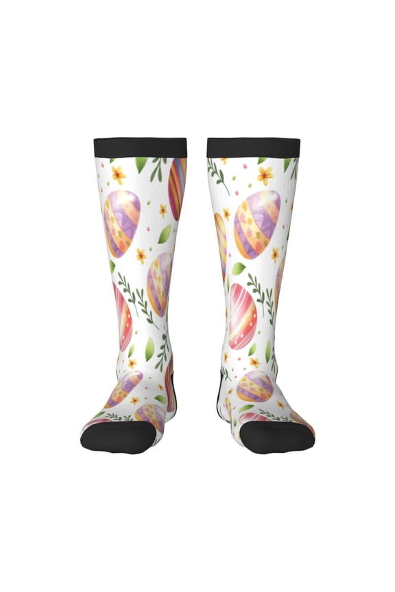 colorful easter eggs Knee Socks, High Socks Long Stretchy Sock Women Knee High Stocking, Long Socks for Women