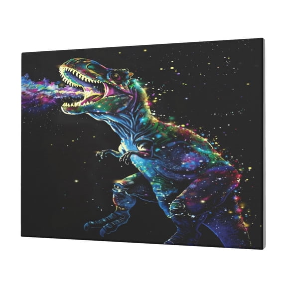 Naloa colorful flames dinosaur Print Canvas Picture,Wall Pictures, Modern Decorative Poster,Art Prints for Bedroom, Toilet, 40 x 30 cm, Built-in Wooden Frame