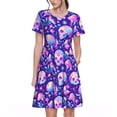thumbnail image 1 of Naloa colorful mushroom Skull rainbow Print Womens Summer A-Line Dress with Pockets,Short Sleeve Dresses,Flowy Beach Swing Dress for Vacation Travel, 1 of 6