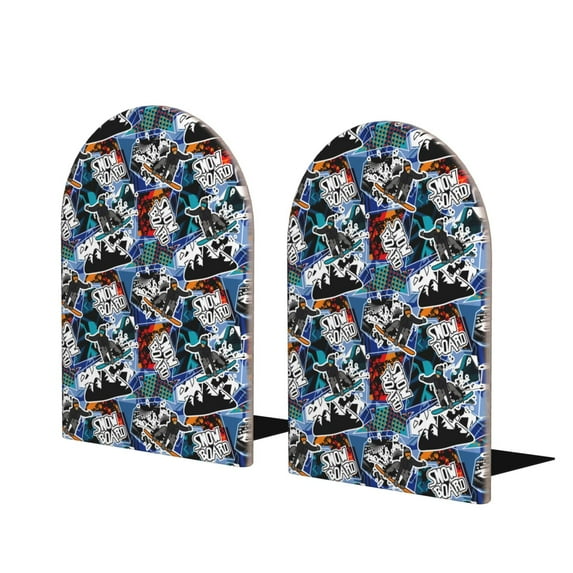 Naloa colorful snow board 2 Pcs Bookend Large Capacity Office Book Ends for Home Office Library School Study Decoration