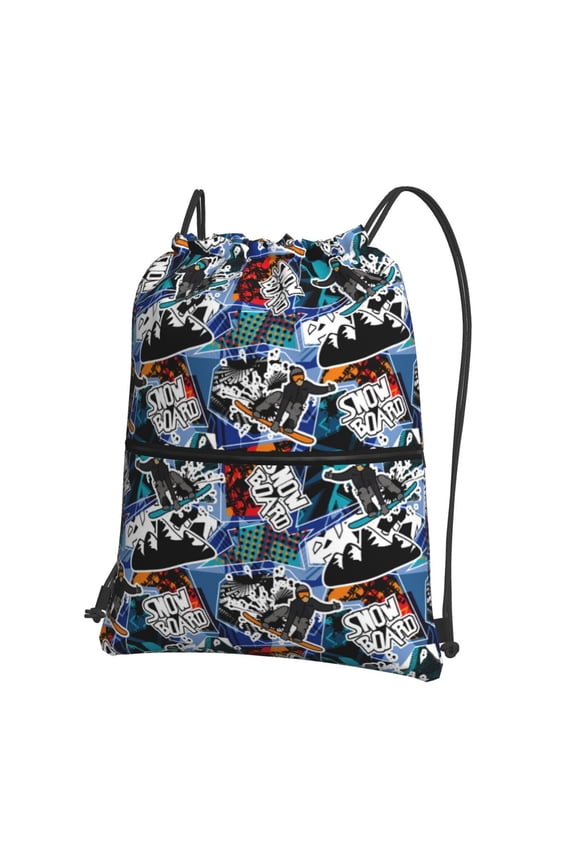 colorful snow board Drawstring Backpack String Bag Cinch Water Resistant for Gym Shopping Sport Yoga