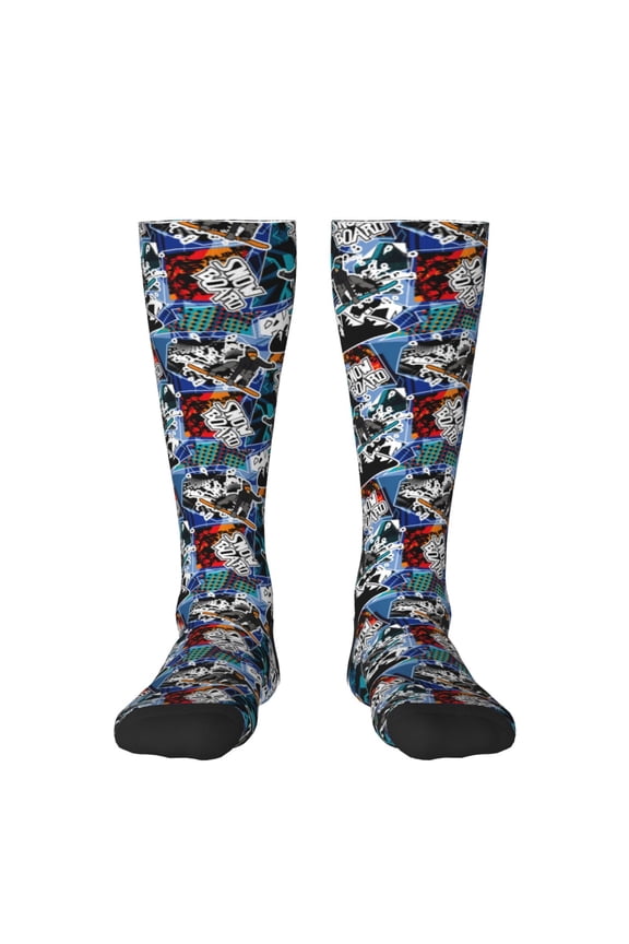 colorful snow board Knee Socks, High Socks Long Stretchy Sock Women Knee High Stocking, Long Socks for Women