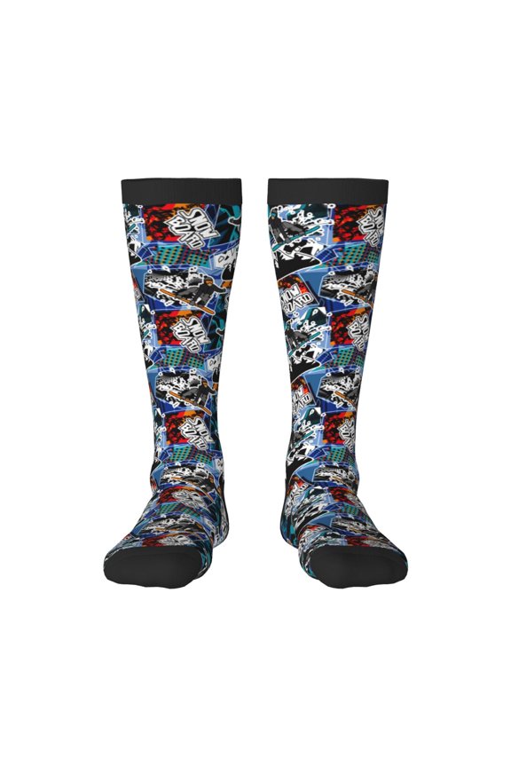 colorful snow board Knee Socks, High Socks Long Stretchy Sock Women Knee High Stocking, Long Socks for Women