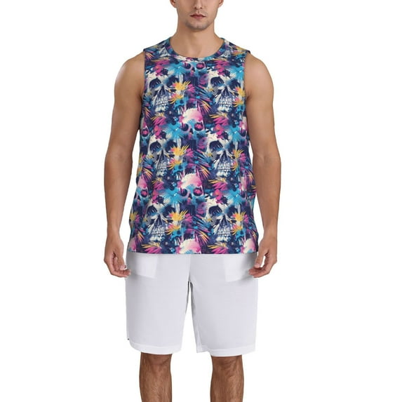 Naloa cool Skull colorful Basketball Jersey Reversible Men's Mesh Athletic Sports Shirts Training Practice S-4XLLarge