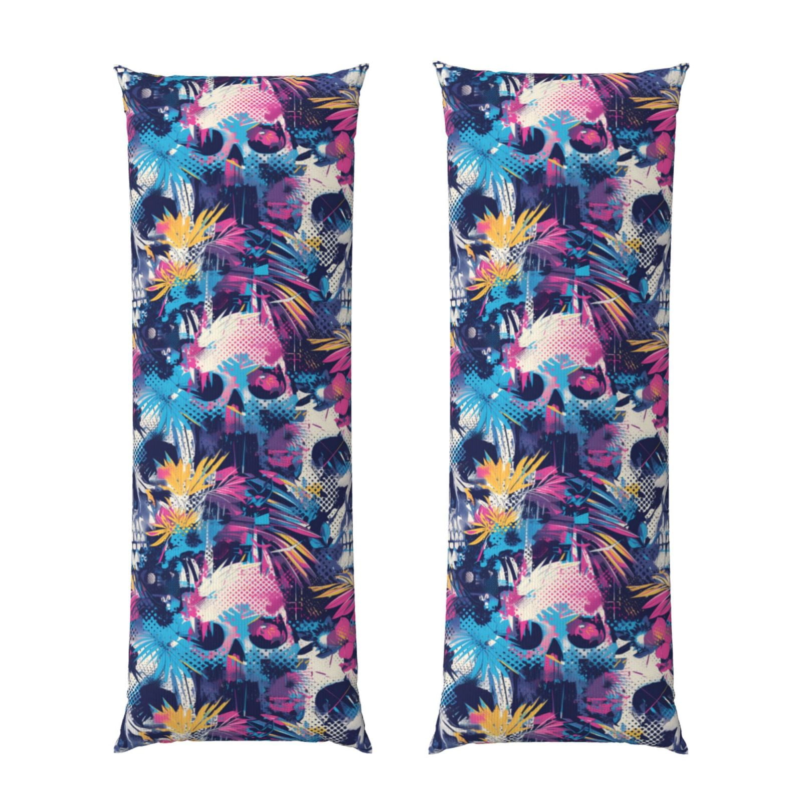 Naloa cool Skull colorful Super Soft 20x60 Body Pillow Case,Long Side Hidden Zipper（PILLOWS ARE NOT INCLUDED）