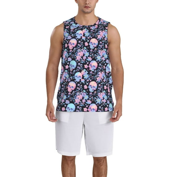 Naloa cool Skull flower Basketball Jersey Reversible Men's Mesh Athletic Sports Shirts Training Practice S-4XLSmall