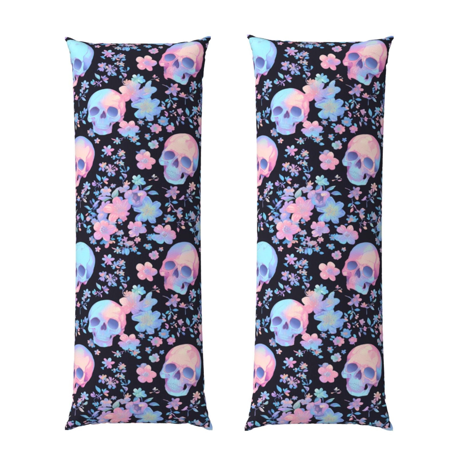 Naloa cool Skull flower Super Soft 20x60 Body Pillow Case,Long Side Hidden Zipper（PILLOWS ARE NOT INCLUDED）