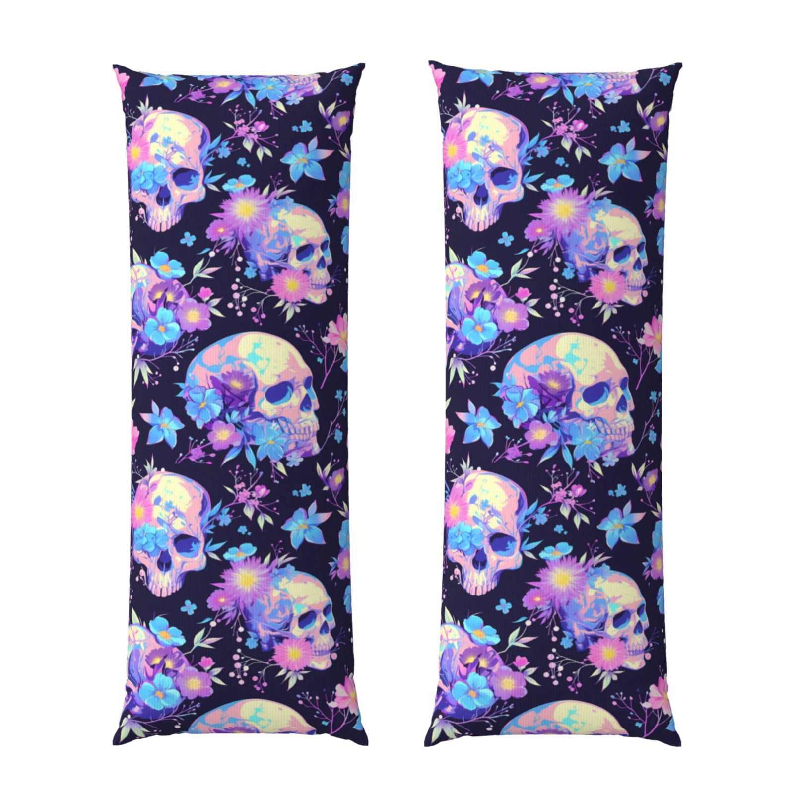 Naloa cool flower Skull Super Soft 20x60 Body Pillow Case,Long Side Hidden Zipper（PILLOWS ARE NOT INCLUDED）