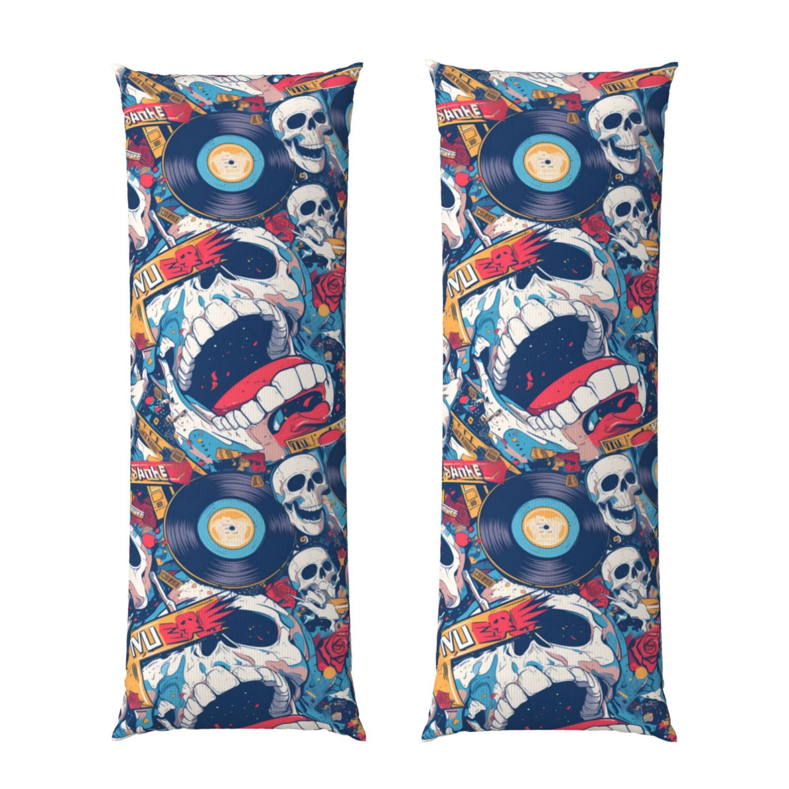 Naloa cool rock Skull Super Soft 20x60 Body Pillow Case,Long Side Hidden Zipper（PILLOWS ARE NOT INCLUDED）