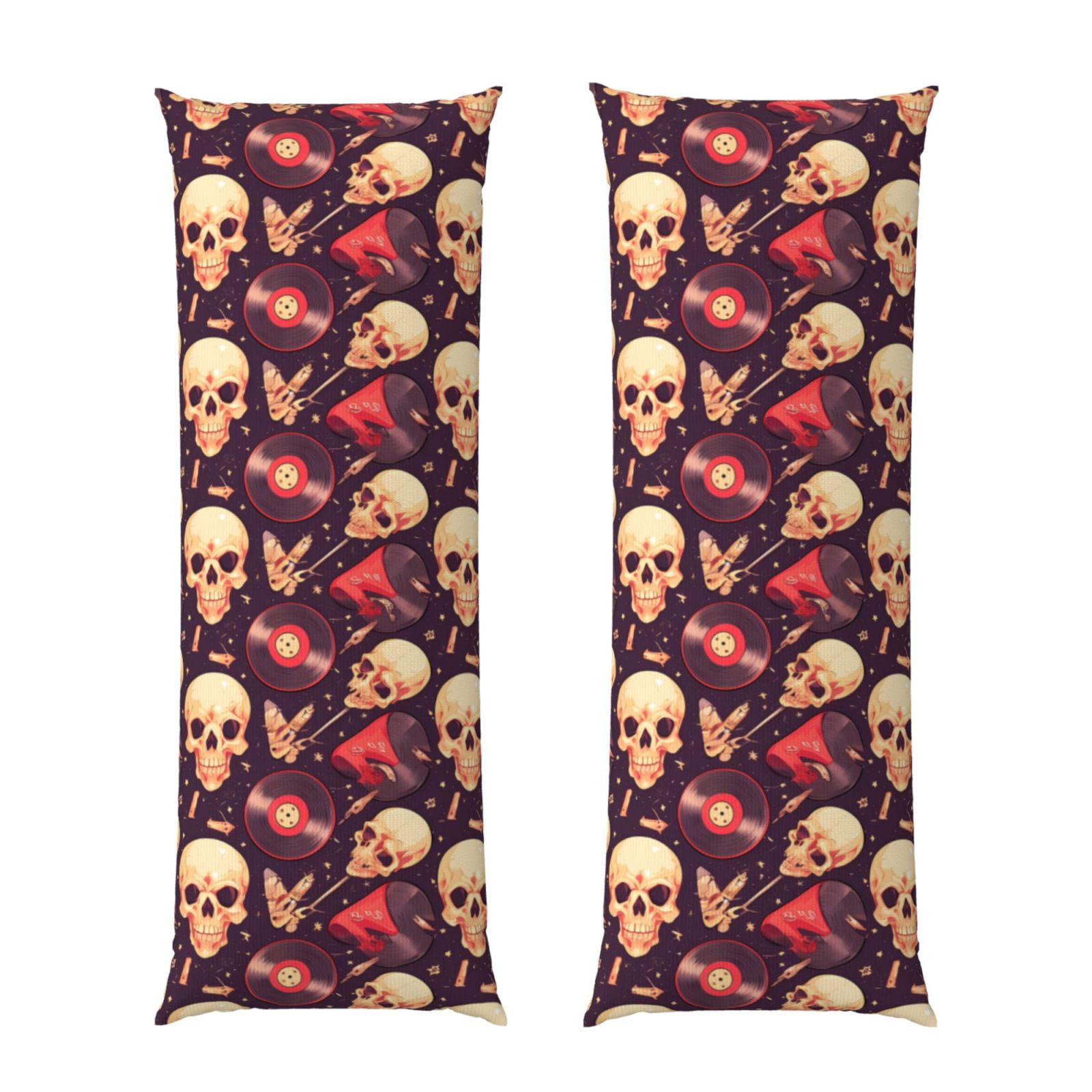 Naloa cool rock Skull record Super Soft 20x60 Body Pillow Case,Long Side Hidden Zipper（PILLOWS ARE NOT INCLUDED）