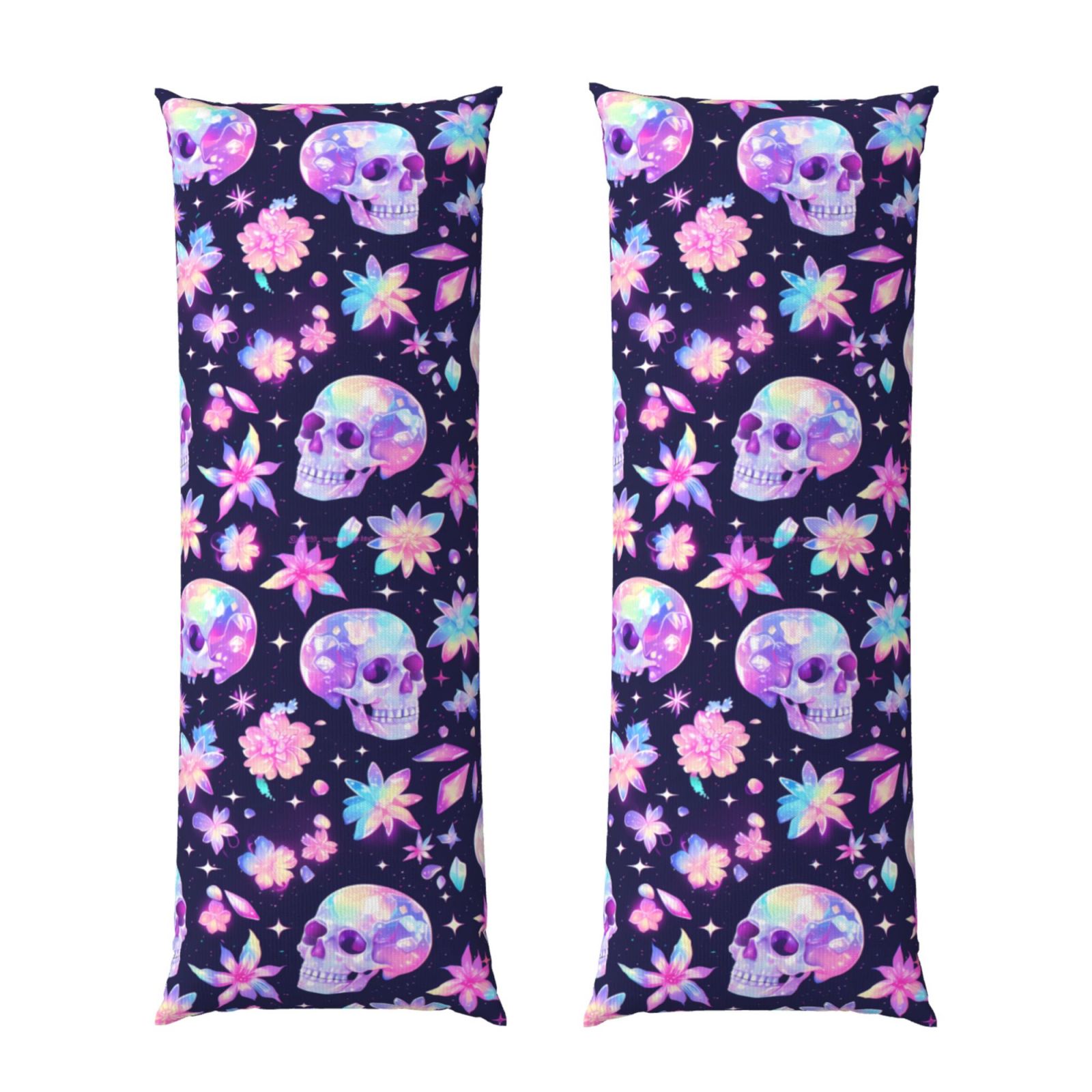 Naloa crystal Skull flower cool Super Soft 20x60 Body Pillow Case,Long Side Hidden Zipper（PILLOWS ARE NOT INCLUDED）