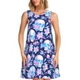 thumbnail image 1 of Naloa crystal Skull flower leaf Print Women's Summer Spring Casual Beach Sundress,Vacation Sleeveless Tank Crewneck Loose Dresses, 1 of 7
