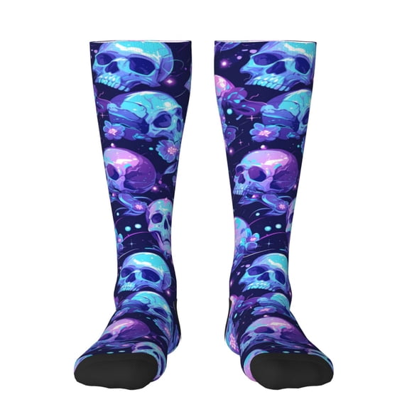 Naloa crystal Skull flower star Thigh High Socks Extra Long Stretchy Sock Women Over Knee High Opaque Stocking Daily Wear