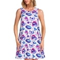 thumbnail image 1 of Naloa crystal Skull record lips Print Women's Summer Spring Casual Beach Sundress,Vacation Sleeveless Tank Crewneck Loose Dresses, 1 of 7