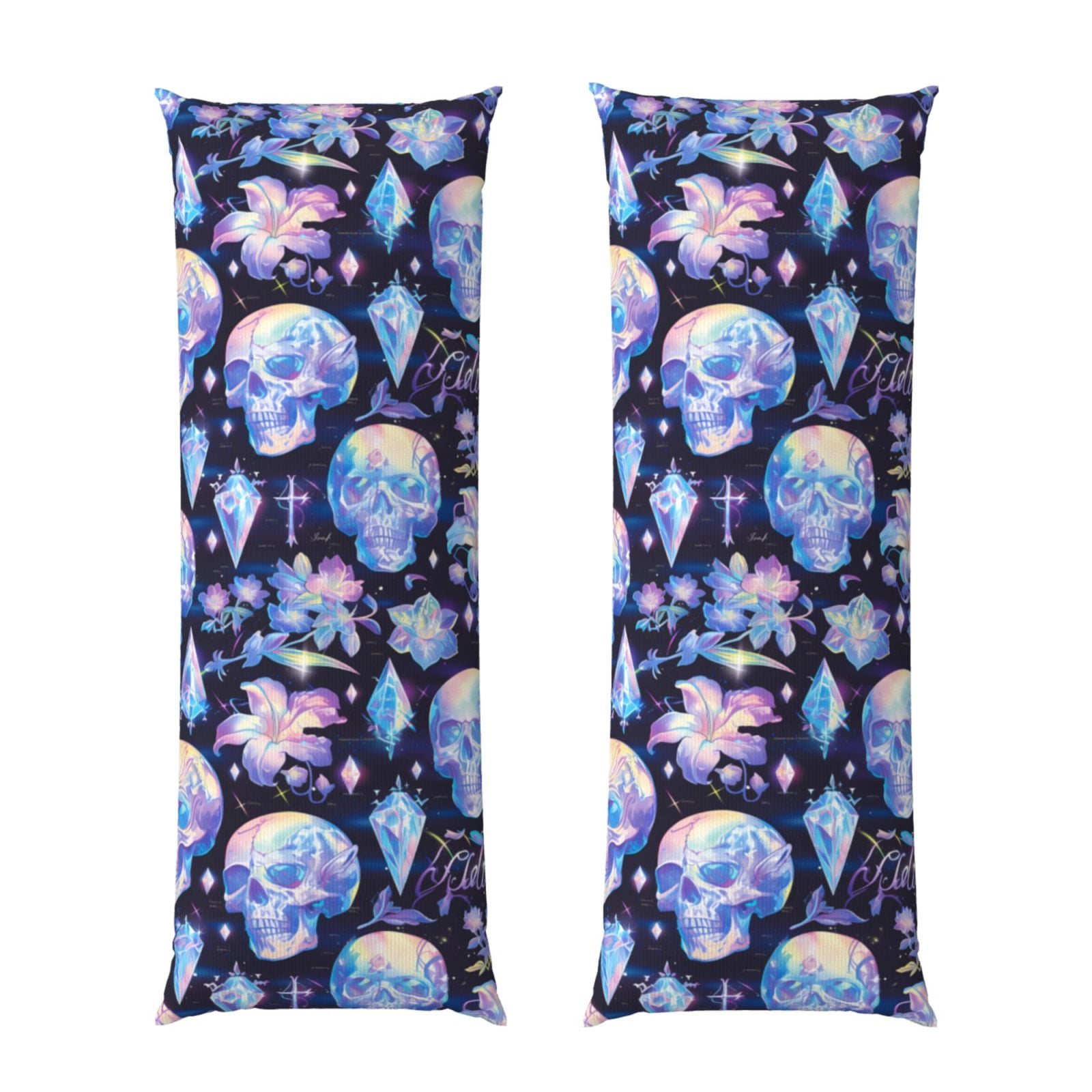 Naloa crystal cool Skull flower Super Soft 20x60 Body Pillow Case,Long Side Hidden Zipper（PILLOWS ARE NOT INCLUDED）