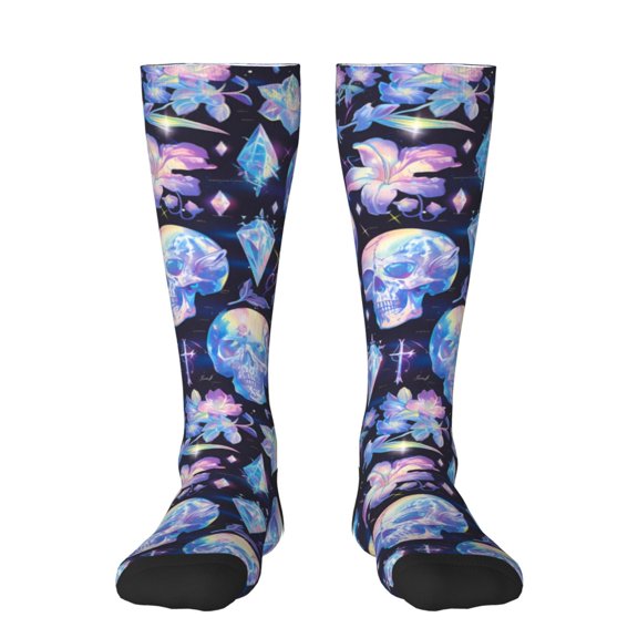Naloa crystal cool Skull flower Thigh High Socks Extra Long Stretchy Sock Women Over Knee High Opaque Stocking Daily Wear