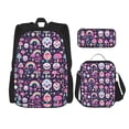 thumbnail image 1 of Naloa cute Skull rainbow mushroom Print Large Capacity Backpack Lunch Bag Pencil Case Combination 3 Piece Set for Student, 1 of 8
