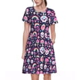 thumbnail image 1 of Naloa cute Skull rainbow mushroom Print Womens Summer A-Line Dress with Pockets,Short Sleeve Dresses,Flowy Beach Swing Dress for Vacation Travel, 1 of 6