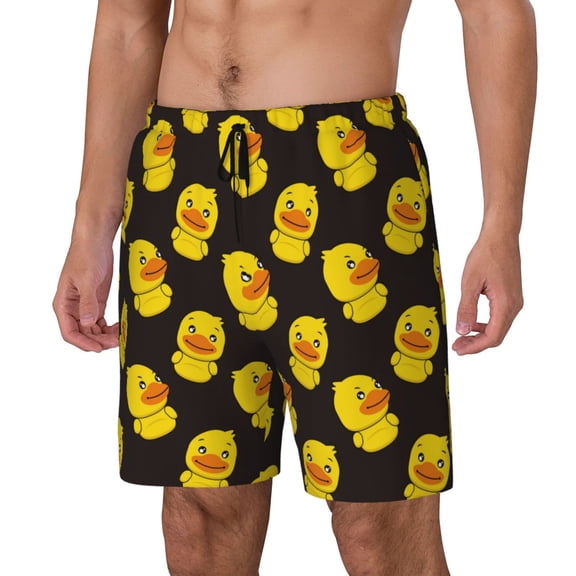 Naloa cute duck Print Men Swim Trunks with Compression Liner ,Board Shorts,Men's Swim Shorts with Drawstring and Elastic Waistband-XX-Large
