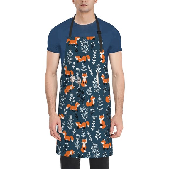Naloa cute fall fox Apron Kitchen Aprons with Pockets for Women Men Chef