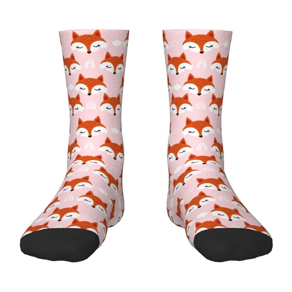 Naloa cute fox pink Kids Socks Unisex Kids and Toddlers' Crew Socks, ,1 Pairs