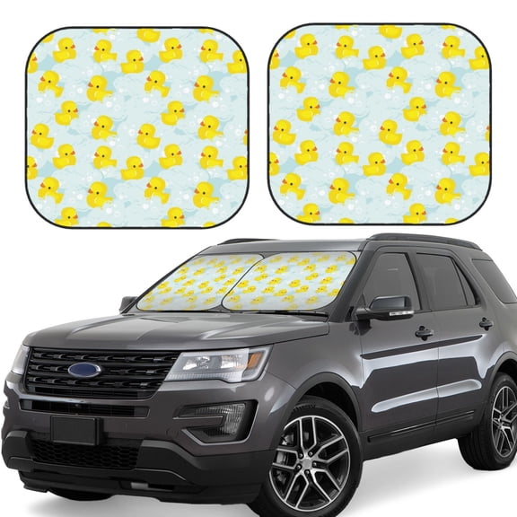 Naloa cute rubber duck Print 2-Piece Windshield Sunshade,Foldable Car Front Window Sun Shades,for Most Sedans SUV Truck-Large