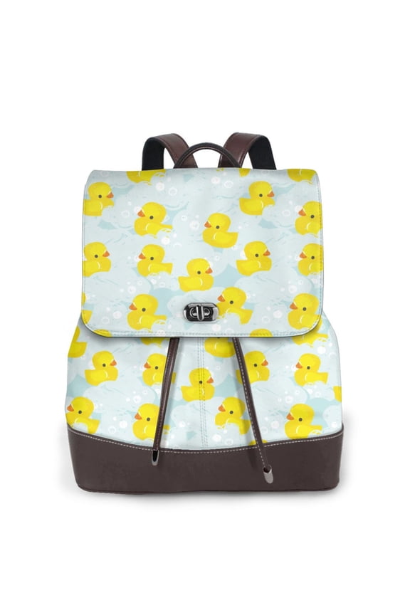 Naloa cute rubber duck Print Leather Backpack Purse for Women and Ladies,Shoulder Travel Daypacks Bags,Laptop Backpack for Women