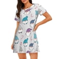 thumbnail image 1 of Naloa cute winter Gnome Print Women Nightgowns,Womens Loungewear,Short Sleeve Sleepwear,Comfy Ladies Nightdress, 1 of 6