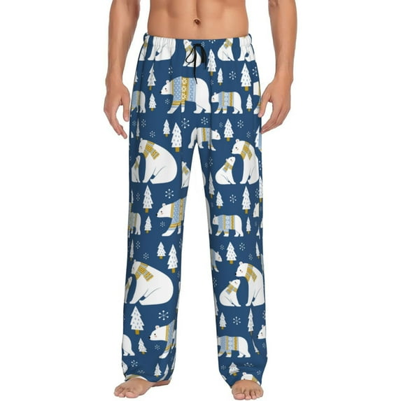 Naloa cute winter bear Pajama Pants Men, PJ Bottoms, Sleep & Lounge Pants-X-Large