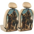 thumbnail image 1 of Naloa desert Man Shepherd Dog 2Pcs Anti-Kick Back Seat Cover Kick Mat, Car Seat Protector with 3 Storage Pockets, 1 of 8