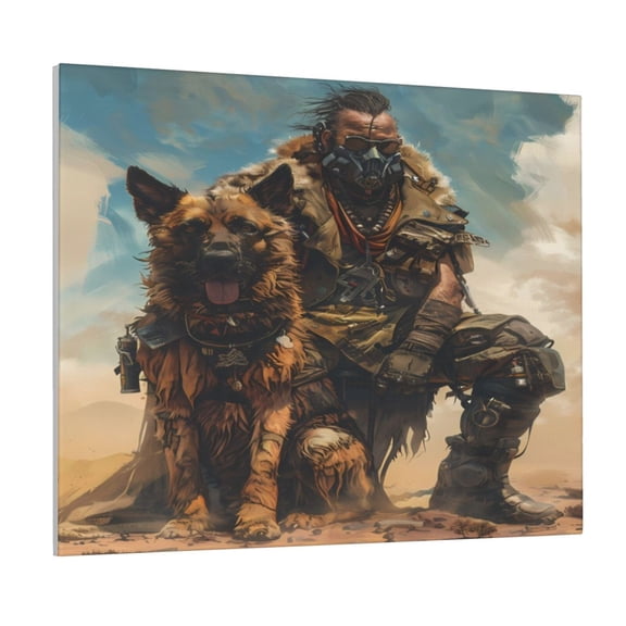 Naloa desert Man Shepherd Dog Print Canvas Bathroom Wall Art,Bathroom Wall Art Decoration, Canvas Poster Prints,Decorative Paintings for Living Room, Bathroom, Kids Room