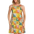 thumbnail image 1 of Naloa different patchwork Print Women's Summer Spring Casual Beach Sundress,Vacation Sleeveless Tank Crewneck Loose Dresses, 1 of 7
