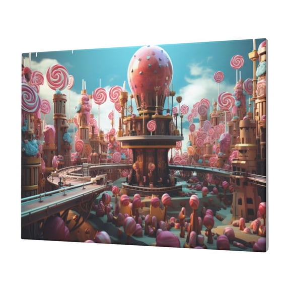 Naloa fairy-tale-world-with-delicious-candy Print Canvas Picture,Wall Pictures, Modern Decorative Poster,Art Prints for Bedroom, Toilet, 40 x 30 cm, Built-in Wooden Frame