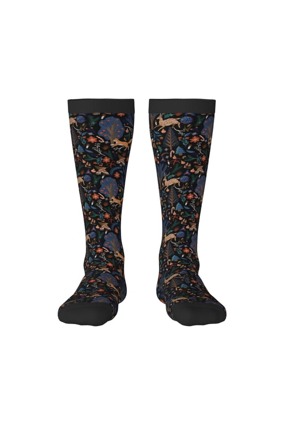 fall fox deer bird Knee Socks, High Socks Long Stretchy Sock Women Knee High Stocking, Long Socks for Women