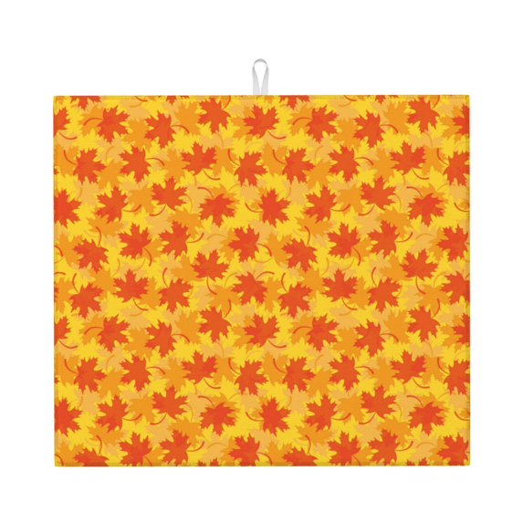 Naloa fall retro maple leaf Dish Drying Mat for Kitchen Counter, Heat Resistant Drainer Mats, Absorbent Draining Mat,Dish Rack Pad,16"x18"