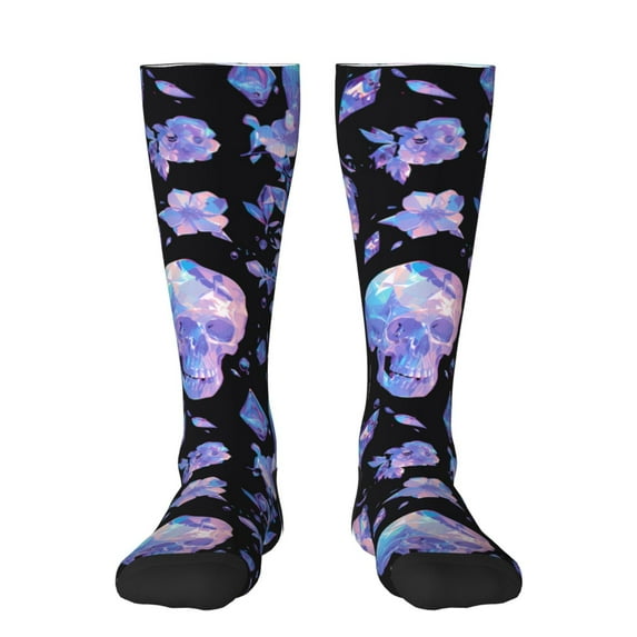 Naloa flower Skull crystal Thigh High Socks Extra Long Stretchy Sock Women Over Knee High Opaque Stocking Daily Wear