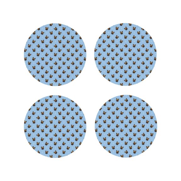 Naloa french Bulldog Face Leather Coasters for Drinks, Durable Drink Coasters 4 Set for Tabletop Protection, Luxurious Home Décor and Housewarming Gift ( {designName})Round Shape