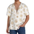 thumbnail image 1 of Naloa gold Snowflake print Men's Loose Fit Cuban Collar Short-Sleeve Shirt, Hawaiian Shirts, Mens Shirts Casual for Everyday Wear Outings-XX-Large, 1 of 5