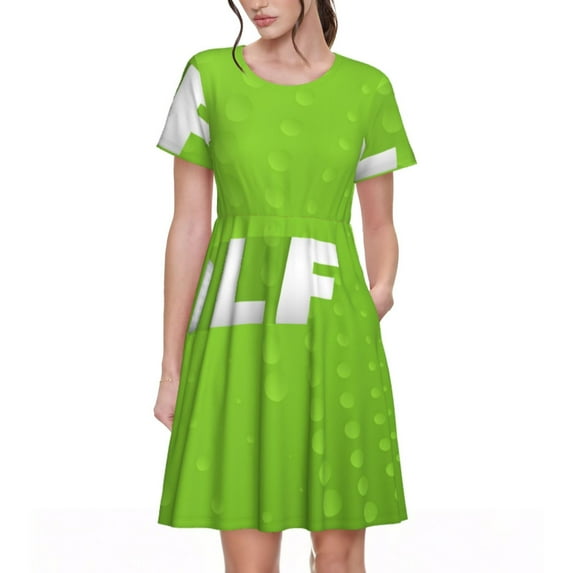 Naloa golf ball Print Womens Summer A-Line Dress with Pockets,Short Sleeve Dresses,Flowy Beach Swing Dress for Vacation Travel