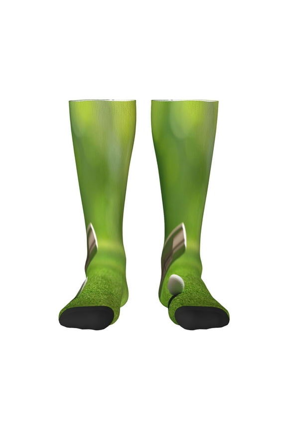 golf ball after putting to the golf hole Knee Socks, High Socks Long Stretchy Sock Women Knee High Stocking, Long Socks for Women