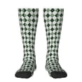 thumbnail image 1 of Naloa grey and green argyle Knee Socks, High Socks Long Stretchy Sock Women Knee High Stocking, Long Socks for Women, 1 of 6