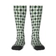thumbnail image 1 of Naloa grey and green argyle Knee Socks, High Socks Long Stretchy Sock Women Knee High Stocking, Long Socks for Women, 1 of 6