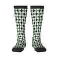 thumbnail image 1 of Naloa grey and green argyle Knee Socks, High Socks Long Stretchy Sock Women Knee High Stocking, Long Socks for Women, 1 of 6
