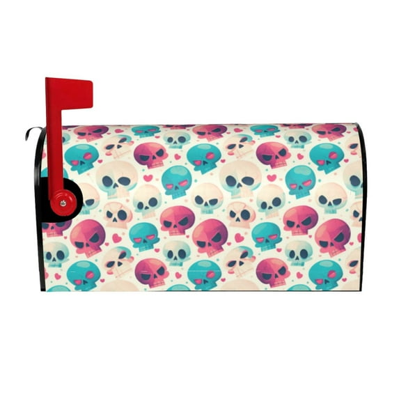 Naloa heart Skull cute Mailbox Covers Magnetic Post Box Cover Post Letter Box Cover Garden Decor-21x18 in