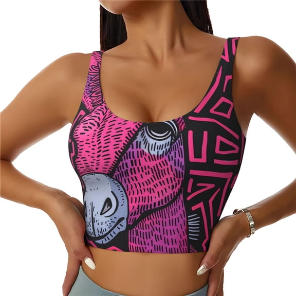 Naloa ink Donkey Pop Art Sports Bras for Women,Sports Bras for Women High Support with Removable Pads-Small