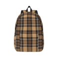 thumbnail image 1 of Naloa khaki coffee plaid Canvas Backpack for Men Women Rucksack Casual Travel Daypack College Tote Satchel Bookbag for Teens-Small, 1 of 7