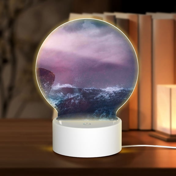 Naloa lighthouse Waves Torrential Rain Acrylic LED Night Light Custom LED Lights Personalized Nightlight Customized Gifts for Family Couples Friends