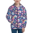 thumbnail image 1 of Naloa mushroom Skull rainbow color Teenage Zipper Hoodie, Long Sleeve Zip Up Hoodies Casual Jackets Tops for 7-12 Years-Medium, 1 of 6