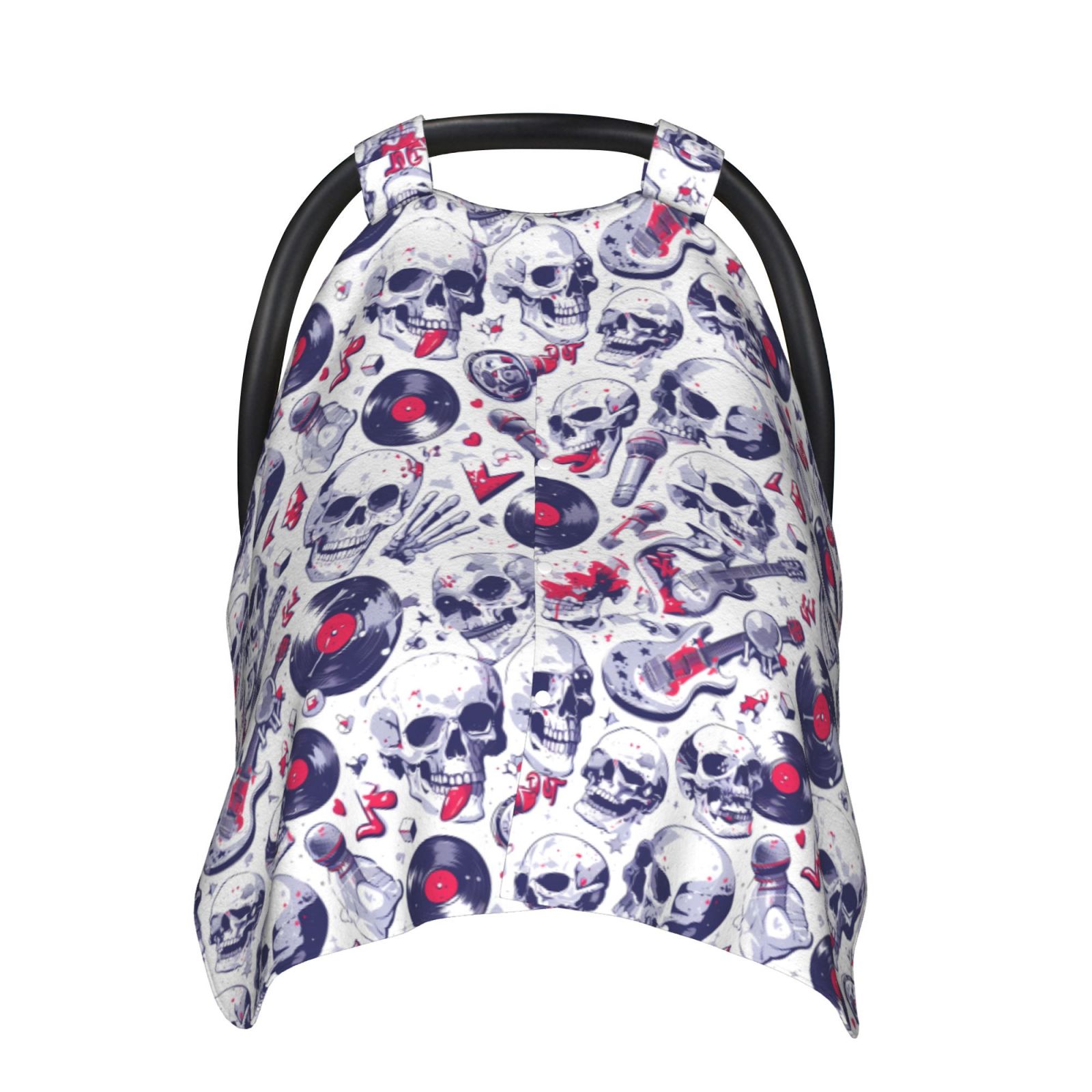 Naloa music Skull record mike Baby Car Seat Cover, Breathable Baby Carrier Cover, Multiuse Baby Carrier Cover & Nursing Breastfeeding Cover